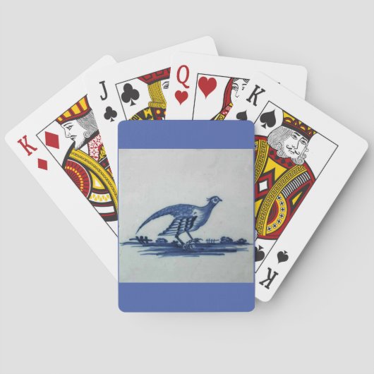 Antiek Delft Blue Tegel - Groot in de Gras Pokerkaarten (Achterkant)