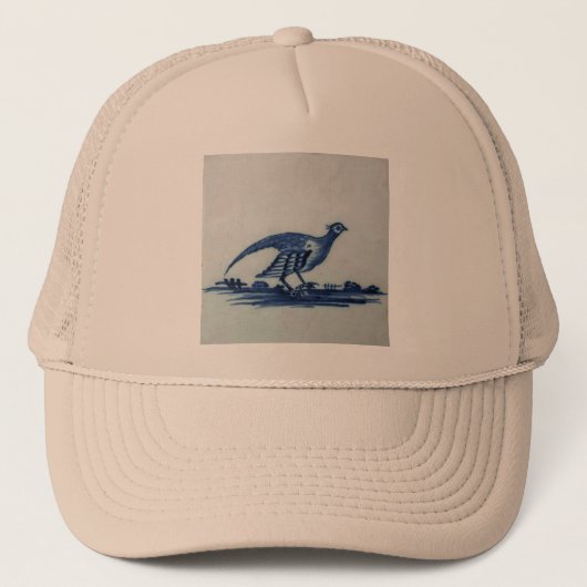 Antiek Delft Blue Tegel - Groot in de Gras Trucker Pet (Voorkant)