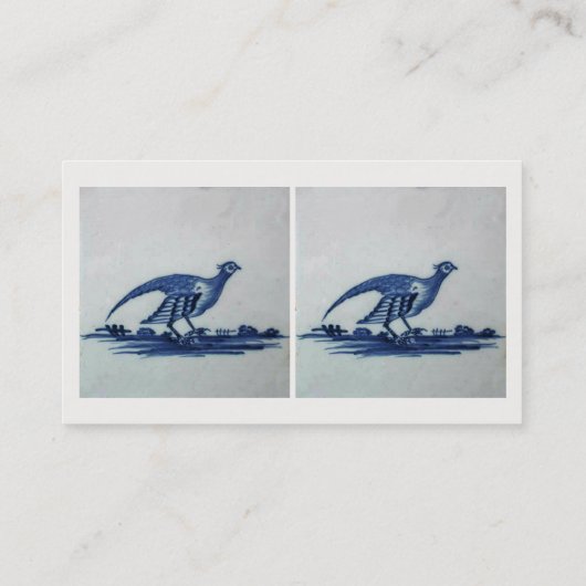 Antiek Delft Blue Tegel - Groot in de Gras Visitekaartje (Achterkant)