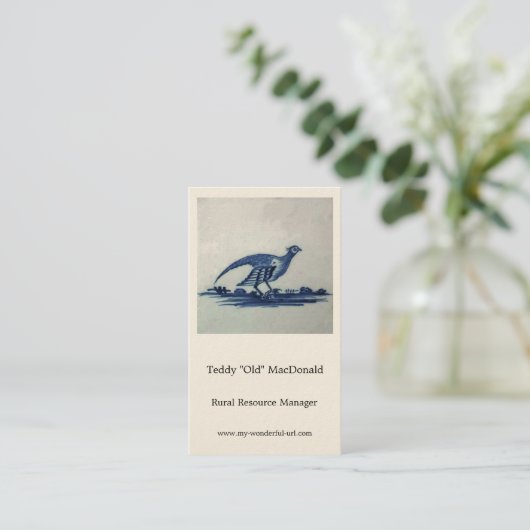 Antiek Delft Blue Tegel - Groot in de Gras Visitekaartje (Staand voorkant)