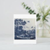 Antiek Delft Blue Tegel - Rundvee en vogels Kaart (Staand voorkant)