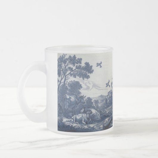 Antiek Delft Blue Tegel - Rundvee en vogels Matglas Koffiemok (Links)