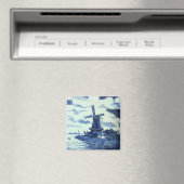 Antiek Delft Blue Tegel - Windmill Pinback Magneet (Insitu (Vaatwasser))