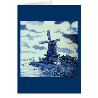 Antiek delft Blue-tegel - windmolen
