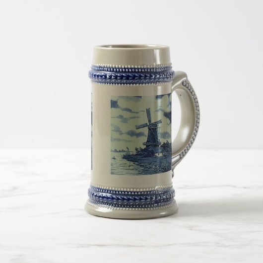 Antiek delft Blue-tegel - windmolen Bierpul (Voorkant rechts)