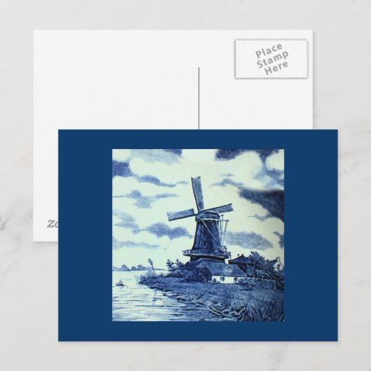  Antiek delft Blue-tegel - windmolen Briefkaart (Voorkant / Achterkant)