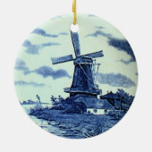  Antiek delft Blue-tegel - windmolen Keramisch Ornament (Achterkant)