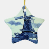  Antiek delft Blue-tegel - windmolen Keramisch Ornament (Achterkant)