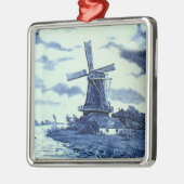 Antiek delft Blue-tegel - windmolen Metalen Ornament (Links)