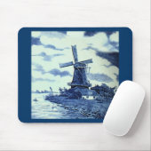  Antiek delft Blue-tegel - windmolen Muismat (Met muis)