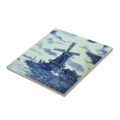  Antiek delft Blue-tegel - windmolen Tegeltje (Zijkant)