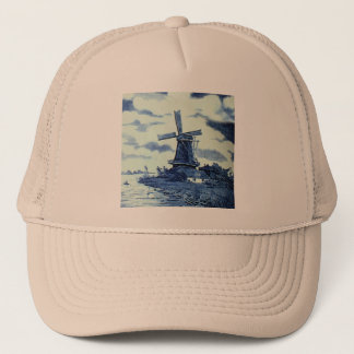 Antiek delft Blue-tegel - windmolen Trucker Pet