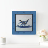 Antiek Delft Blue Tile - Grouse in the Grass Vierkante Klok (Huis)