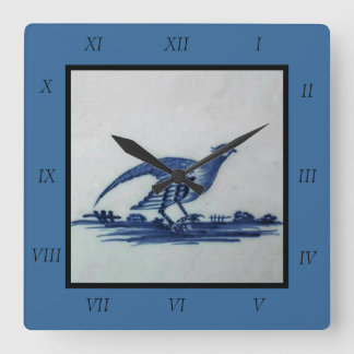 Antiek Delft Blue Tile - Grouse in the Grass Vierkante Klok