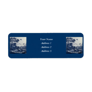 Antiek delft Blue Tile - Rundvee en vogels Etiket
