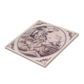 Antiek delft Manganese bijbelse blikvanger Tegeltje (Zijkant)