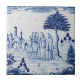 Antiek Delft Tile-Pastoral Scene-Blue en White-3 Tegeltje (Voorkant)