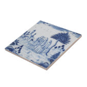 Antiek Delft Tile-Pastoral Scene-Blue en White-3 Tegeltje (Zijkant)