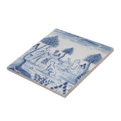 Antiek Delft Tile-Pastoral Scene-Blue en White-5 Tegeltje (Zijkant)