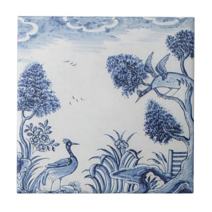 Antiek Delft Tile-Pastoral Scene-Blue en White-7 Tegeltje