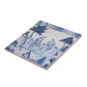 Antiek Delft Tile-Pastoral Scene-Blue & White-10 Tegeltje (Zijkant)
