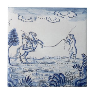 Antiek Delft Tile-Pastoral Scene-Blue & White-11 Tegeltje