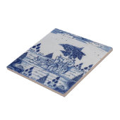 Antiek Delft Tile-Pastoral Scene-Blue & White-13 Tegeltje (Zijkant)