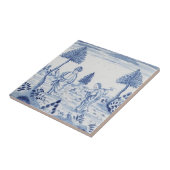 Antiek Delft Tile-Pastoral Scene-Blue & White-13 Tegeltje (Zijkant)