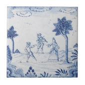Antiek Delft Tile-Pastoral Scene-Blue & White-14 Tegeltje (Voorkant)