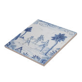 Antiek Delft Tile-Pastoral Scene-Blue & White-14 Tegeltje (Zijkant)