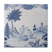 Antiek Delft Tile-Pastoral Scene-Blue & White-18 Tegeltje (Voorkant)