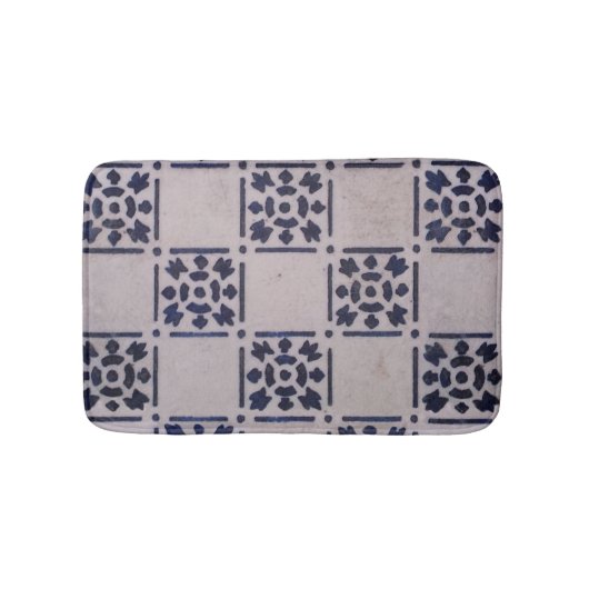 Antiek Delfts Tegel Blauw: Classic Dutch Art Patte Badmat (Voorkant)