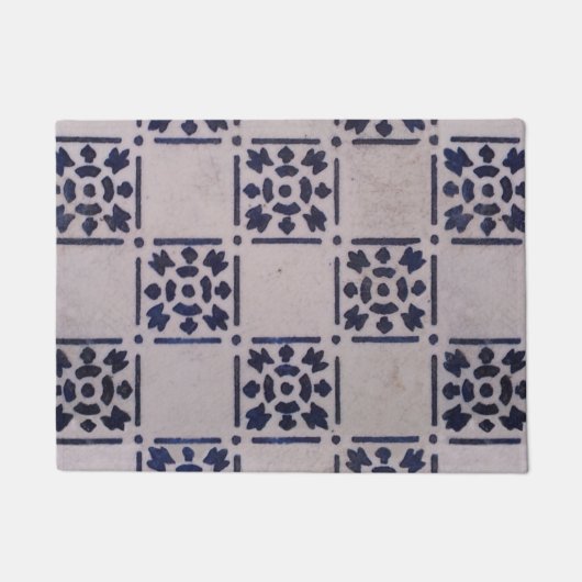 Antiek Delfts Tegel Blauw: Classic Dutch Art Patte Deurmat (Voorkant)
