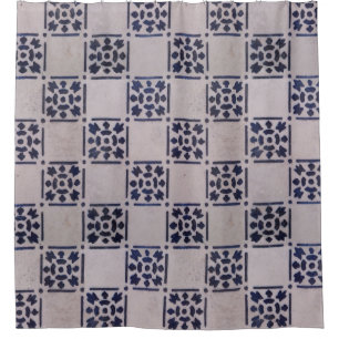 Antiek Delfts Tegel Blauw: Classic Dutch Art Patte Douchegordijn