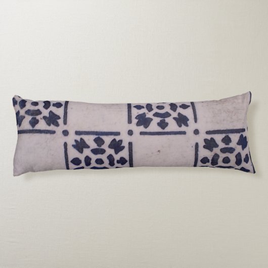 Antiek Delfts Tegel Blauw: Classic Dutch Art Patte Lichaamskussen (Achterkant)