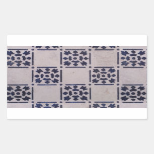 Antiek Delfts Tegel Blauw: Classic Dutch Art Patte Rechthoekige Sticker
