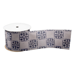 Antiek Delfts Tegel Blauw: Classic Dutch Art Patte Satijnen Lint
