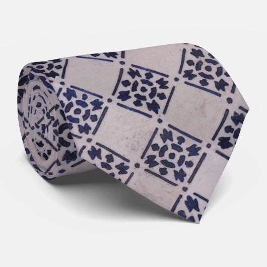 Antiek Delfts Tegel Blauw: Classic Dutch Art Patte Stropdas (Opgerold)