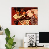 Antiek derringer pistol voor kansspelen poster (Thuiskantoor)