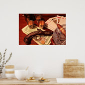 Antiek derringer pistol voor kansspelen poster (Keuken)