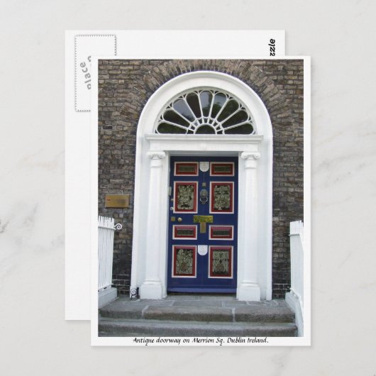 Antiek Deuropening, Merrion Square Briefkaart (Voorkant / Achterkant)