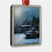 Antiek dienststation in de winter metalen ornament (Rechts)