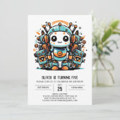 Antiek digitale robotverjaardag kaart (Staand voorkant)