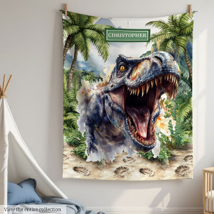 Antiek dinosaurus T-rex gepersonaliseerde naam jon Fleece Deken