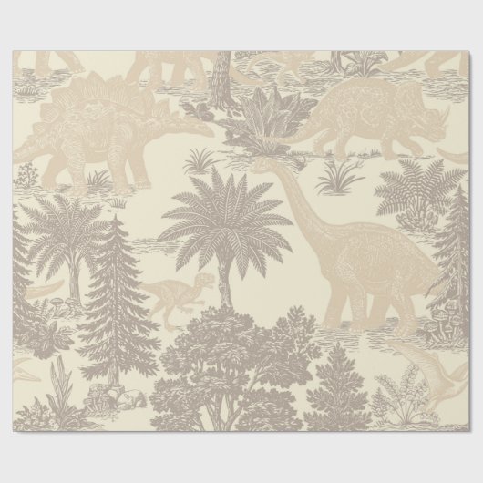 Antiek dinosaurus toilepatroon cadeaupapier (Vlak)
