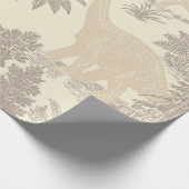 Antiek dinosaurus toilepatroon cadeaupapier (Hoek)