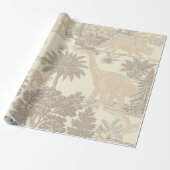 Antiek dinosaurus toilepatroon cadeaupapier (Uitgerold)