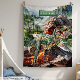 Antiek dinosaurus verjaardagscadeau gepersonalisee fleece deken