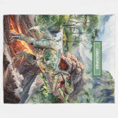 Antiek dinosaurus verjaardagscadeau gepersonalisee fleece deken (Voorkant (Horizontaal))