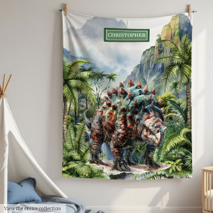 Antiek Dinosaurus Verjaardagsdeken Custom Name Boy Fleece Deken